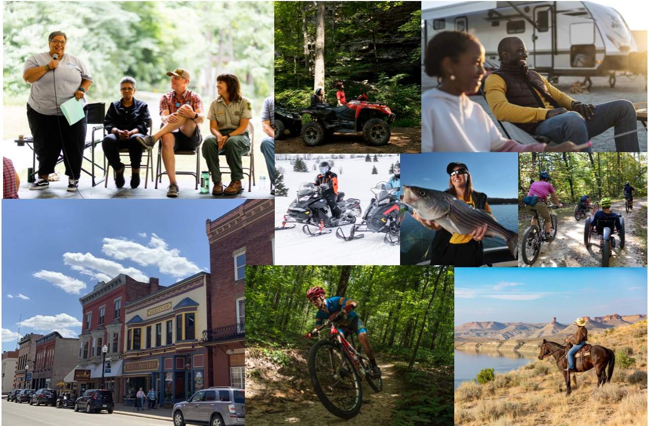 Collage of people enjoying outdoor recreation across rural communities