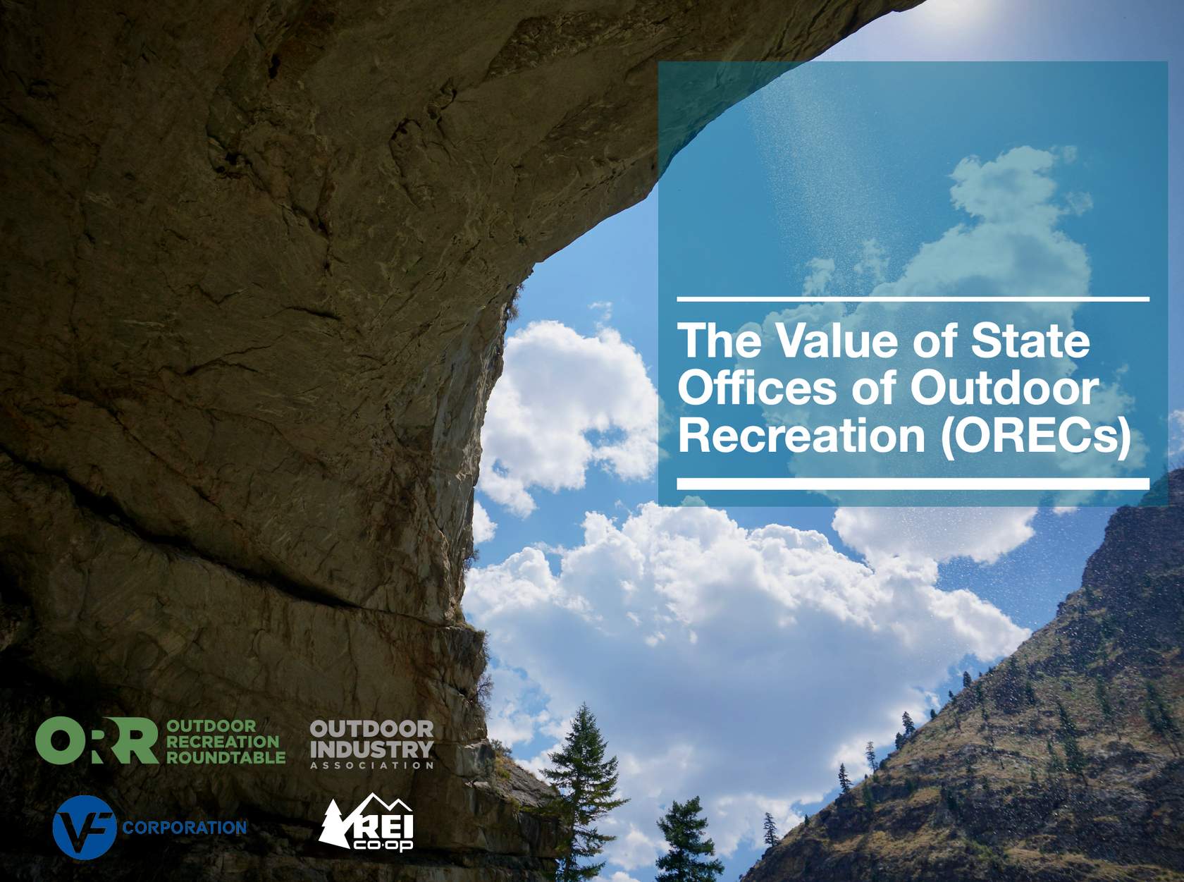 Title slide: 'The Value of State Offices of Outdoor Recreation (ORECs)' — ORR, Outdoor Industry Association, VF Corporation, and REI Co-op